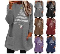 HUIFUAO - Chandails de Noël pour femmes - Chandails de Noël en polaire avec imprimé nains de Noël pour femmes, Z12 Noir, M