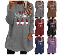 HUIFUAO - Chandails de Noël pour femmes - Chandails de Noël en polaire avec imprimé nains de Noël pour femmes, Z11 Gris, XXL