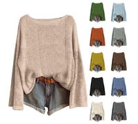 HUIFUAO Chandails pour femmes grande taille pull tendance tricot léger pull automne manches longues hauts couleur unie col rond chemisier sortie sweat vêtements, Noir , 3XL