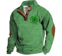 HUIFUAO Costume de fête de la Saint-Patrick avec col montant et drapeau irlandais vert à manches longues - Sweat-shirt amusant pour la Saint-Patrick (A02 Vert #2, M)