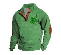 HUIFUAO Costume de la Saint-Patrick - Trèfle vert irlandais - Col montant - Manches longues - Sweat-shirt irlandais (A01 Vert #1, L)