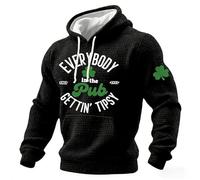 HUIFUAO Everybody In The Pub Getting Tipsy St Patrick Day Shirt Men Funny Clover Waffle Hoodie Irish St Paddys Costumes Lucky Shamrock Sweatshirts à manches longues Pullover Vêtements de vacances