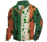 HUIFUAO Haut de la Saint-Patrick à manches longues avec trèfle vert irlandais et col montant pour la Saint-Patrick (A02 orange, 4XL)