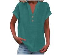 HUIFUAO Haut Femme Col V Tshirt D'été Grande Taille Manches Courtes Tunique Ample Légère Respirable T-Shirt Tops Sale Clearance (Z10 Green, XXXXXL)