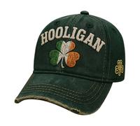 HUIFUAO Hooligan Chapeau trèfle pour homme femme trèfle amusant imprimé brodé St Patrick Casquette de baseball unisexe en coton irlandais St Paddys Day Trucker Chapeau tendance Irlande Vert Snapback