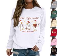 HUIFUAO Just A Jolly Goose Sweat-shirt de Noël pour femme avec imprimé oie mignon - Pull de Noël amusant - Pull de Noël - Pull de festival - Vêtements à manches longues, Noir , L