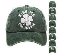 HUIFUAO Kiss Me I'm Irish St Paddy's Day Hat pour homme et femme Casquette de baseball en coton unisexe St Patrick Day Trucker Chapeau vintage vieilli vert Irlande trèfle Snapback Cap Accessoires