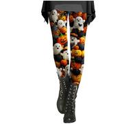 HUIFUAO Leggings d'Halloween pour femme - Pantalon de yoga effrayant - Taille haute - Pantalon de sport - Pantalon de sport - Tenue de festival, jaune, L