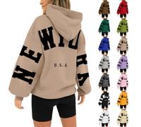 HUIFUAO London Sweats à capuche pour femmes UK surdimensionnés New York Paris Californie Sweat à capuche amusant avec poche Imprimé lettres dans le dos Mode Haut à manches longues Streetwear, A02 rose