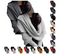 HUIFUAO Lot de 2 Écharpes d'Hiver pour Femme avec Manches Surdimensionnées en Tricot Léger, Noir et Beige