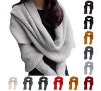 HUIFUAO Lot de 2 écharpes pour femmes, écharpes d'hiver avec manches, écharpes oversize pour femmes, écharpes légères tricotées pour femmes, écharpes noires pour femmes, A