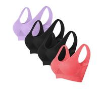 HUIFUAO Lot de 3 soutiens-gorge de sport pour femme, soutien élevé, grande taille, soutien-gorge push-up rembourré en maille creuse respirante avec ourlet élastique, Z02 - 4 pièces - Rouge #1, 3XL