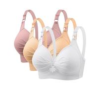 HUIFUAO Lot de 3 Soutiens-Gorge sans Armatures avec Fermeture Avant pour Femme - Grande Taille - Soutien-Gorge à Boucle sans Fil, Blanc #2, M