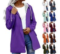 HUIFUAO Manteau imperméable léger pour femme avec capuche, grande taille, respirant, coupe-vent, fermeture éclair, trench-coat pour l'extérieur, le cyclisme, la randonnée, les activités d'extérieur