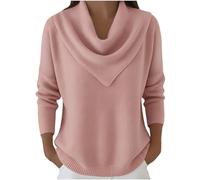 HUIFUAO Pull à col bénitier pour femme - Pull habillé élégant en tricot d'automne et d'hiver - Chaud et confortable - Manches longues - Pull fantaisie pour fête, soirée, sortie