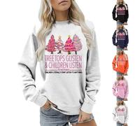 HUIFUAO Pull de Noël Glisten And Children Listen To Nothing Sweat-shirt de Noël pour femme Pull de Noël amusant Pull tendance Costumes de festival Vêtements Hauts à manches longues, Z03 Orange, L