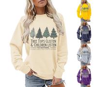 HUIFUAO Pull de Noël Glisten And Children Listen To Nothing Sweat-shirt de Noël pour femme Pull de Noël amusant Pull tendance Costumes de festival Vêtements Hauts à manches longues, Z01 Beige, XXL