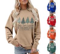 HUIFUAO Pull de Noël Glisten And Children Listen To Nothing Sweat-shirt de Noël pour femme Pull de Noël amusant Pull tendance Costumes de festival Vêtements Hauts à manches longues, Z02 Kaki, XXL