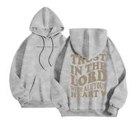 HUIFUAO - Sweat à capuche chrétien « God Is Within Her She Will Not Fall » pour femmes, sweat à capuche surdimensionné Jésus pour femmes, chandail à manches longues avec poche, Z06 Gris, M