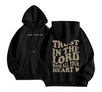 HUIFUAO - Sweat à capuche chrétien « God Is Within Her She Will Not Fall » pour femmes, sweat à capuche surdimensionné Jésus pour femmes, chandail à manches longues avec poche, Z06 Noir, S