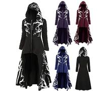 HUIFUAO Sweat à capuche d'Halloween pour femme - Robe gothique à capuche - Manches longues - Fermeture éclair - Costume d'Halloween amusant - Manteau long noir - Poncho effrayant pour festival, violet