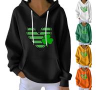 HUIFUAO Sweat à capuche pour la Saint-Patrick pour femme - Sweat à capuche amusant en forme de trèfle d'amour - Grande taille - Costume irlandais de la St Paddys Day - Chemise à manches longues - Pull