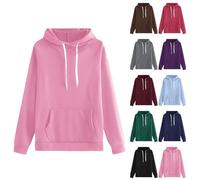 HUIFUAO Sweat à capuche surdimensionné pour femme - Pull tendance pour l'automne - Léger - Couleur unie - Ample - Manches longues - Décontracté - Pour adolescentes et filles - Avec poches, violet, XL