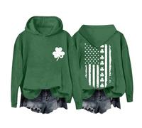 HUIFUAO Sweat-shirt de la Saint-Patrick pour femme col rond manches longues décontracté pull chanceux irlandais trèfle imprimé trèfle vêtements festival, Z22 Vert, S