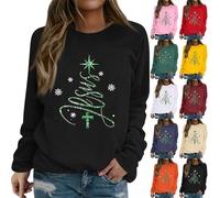 HUIFUAO Sweat-shirt de Noël Begins With Christ pour femmes, grande taille, sweatshirts de Noël avec impression croix, sweatshirt chrétien, inspirant, religieux, dieu à manches longues, Z21 Vert, M