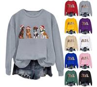 HUIFUAO Sweat-shirt de Noël pour femme avec imprimé Père Noël Golden Retriever - Haut de Noël surdimensionné à manches longues - Costume de vacances tendance - Cadeaux, Z02 Rose, M