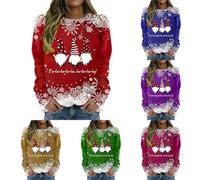 HUIFUAO - Sweat-shirt de Noël pour femme - Chandail de Père Noël pour femmes - Sweat-shirt à manches longues avec imprimé nains de Noël pour femmes, Z03 Vert, 3XL