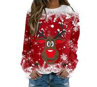 HUIFUAO - Sweat-shirt de Noël pour femme - Chandail de Père Noël pour femmes - Sweat-shirt à manches longues avec imprimé nains de Noël pour femmes, Z05 Rouge, XL