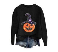 HUIFUAO - Sweat-shirt d'Halloween pour femme - Sweat-shirt d'Halloween imprimé citrouille mignon pour femme - Costumes d'Halloween pour femmes, Noir #1., 3XL