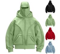 HUIFUAO Vestes à capuche à double chapeau pour femme avec fermeture éclair intégrale grande taille sweat à capuche à manches longues tendance automne hiver vêtements d'extérieur amples décontractés