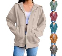 HUIFUAO Vestes à capuche à manches longues pour femme avec fermeture éclair grande taille pour printemps automne manteaux légers tendance décontractés vêtements d'extérieur amples avec poches, bleu