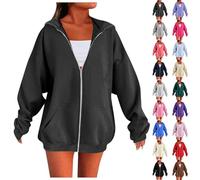 HUIFUAO Vestes à capuche surdimensionnées à manches longues pour femme avec fermeture éclair intégrale - Manteau léger tendance et décontracté avec poches, beige, XL