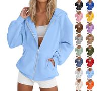 HUIFUAO Vestes pour femmes grande taille à capuche à manches longues avec fermeture éclair pour l'automne manteaux légers décontractés tendance vêtements d'extérieur amples vêtements de sport vestes