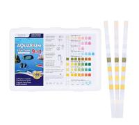 Huiguli 100 Pièces 9 en 1 Bandelettes de Test pour Aquarium, Test d'eau pour Aquariophilie, Bandelettes Test pour Ammoniac Azote Nitrate Chlore Libre Ph Nitrite Dureté Carbonatée Alcalinité Totale Cu