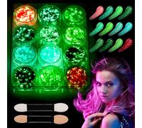 Huiguli 12 Couleurs Lumineuse Paillettes Gel, Chunky Paillettes Visage, Fluorescent Paillette pour Fête Masquerade Halloween Carnaval Festival de Musique, Glitter Gel Corps Cheveux (A)