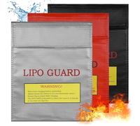 Huiguli 3 Pièces Sac Batterie Lipo, 22.5 x 18.5cm Sac Ignifuge Antidéflagrant, Porte Documents Ignifuge Étanche, Sac de Protection Incendie pour Batterie Lipo, Valeur, Documents, Bijoux