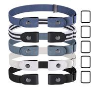 Huiguli 5 Pièces Ceinture Sans Boucle, Ajustables Ceinture Elastique, Ceinture Femme Douce et Confortable, Invisibles Ceintures sans Boucle pour Femmes et Homme