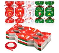 Huiguli 50 Pièces Crackers de Noël, Christmas Crackers Maison, Décoration de Table Cadeau pour Fête de Noël, Boîte à Sucre en Papier (Flocon de Neige)