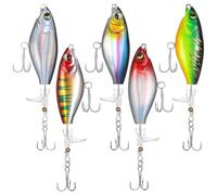 Huiguli Lot de 5 Leurre Peche Surface Flottant Whopper Plopper - Leurre Bionique pour Bar, Truite et Carnassiers - Queue Hélice - Eau Douce et Salée