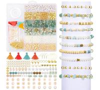 Huiguli Perles pour Bracelet, Kit Bracelet Perle pour DIY Collier Pendentif Charmes, Perler en Cristal pour Enfant et Adulte, Kit Perle avec Perles Lettres, Morandi