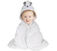 Huiguli Serviette de Bain Bébé à Capuche, 80x80cm Cape de Bain Bebe, Sortie de Bain Bebe Ultra-Doux pour 0-3 Ans Garçon et Fille (Blanc)