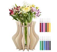 Huiguli Vase pour Lego Fleurs, Puzzle en Bois Vase de Fleurs avec 12 Crayons D'aquarelle, 3D Vases Puzzle en Bois pour Roses Tulipes Bouquet Tournesol Décorations, Activité Manuelle Enfant
