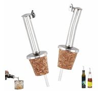 HUIHAOEU 2 Pièces Becs Verseurs Bec Verseur Inox avec Bouchons en Liège Distributeur de Vin avec Couvercle pour Le Vin L'Alcool Le Café Le Sirop & Le Vinaigre