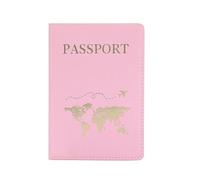 HUIJIQX Étui de passeport avec motif carte du monde - Avion simple - Pour femme et homme - Cadeau de mariage tendance, b rose, Taille unique