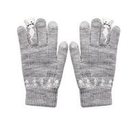 HUIJIQX Gants d'hiver en tricot pour femme - Motif chats mignons - Pour écran tactile - Gris