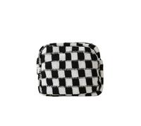 HUIJIQX Ins Trousse de maquillage tricotée à motif damier pour femme - Mini trousse de maquillage mignonne en treillis - Multifonction - Étui de rangement, couleur n°2, Taille unique